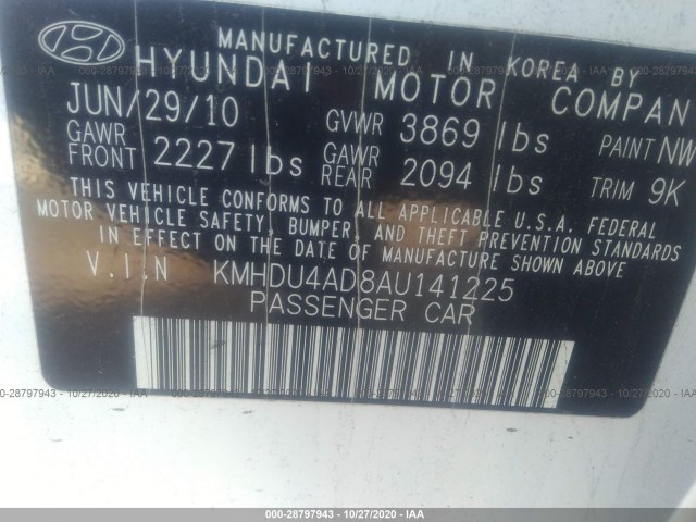 Photo 8 VIN: KMHDU4AD8AU141225 - HYUNDAI ELANTRA 