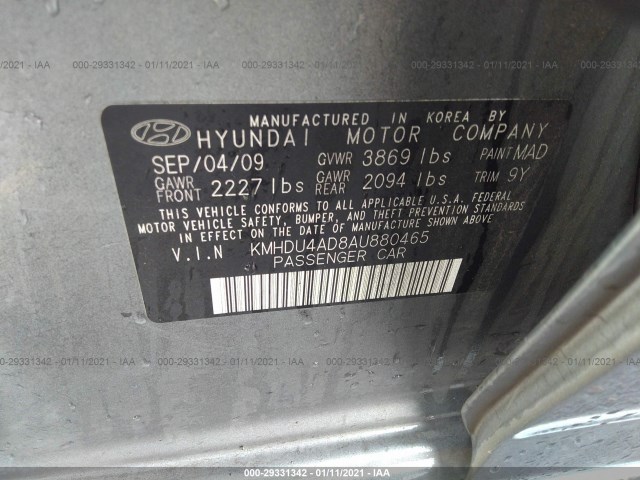 Photo 8 VIN: KMHDU4AD8AU880465 - HYUNDAI ELANTRA 