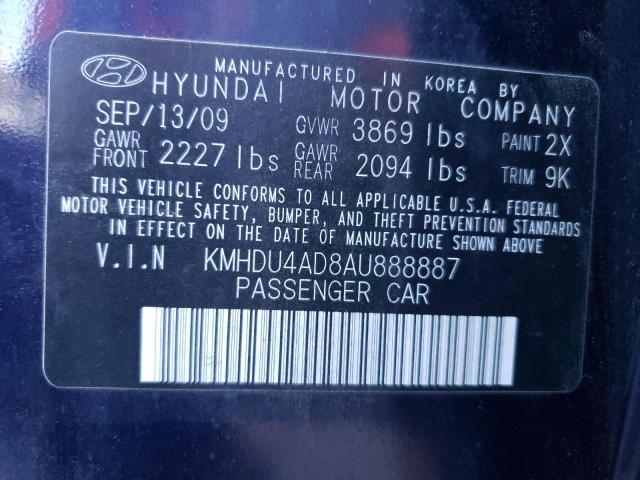 Photo 9 VIN: KMHDU4AD8AU888887 - HYUNDAI ELANTRA BL 