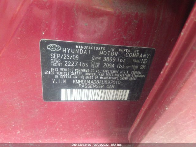 Photo 8 VIN: KMHDU4AD8AU897010 - HYUNDAI ELANTRA 