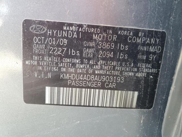 Photo 11 VIN: KMHDU4AD8AU903193 - HYUNDAI ELANTRA BL 