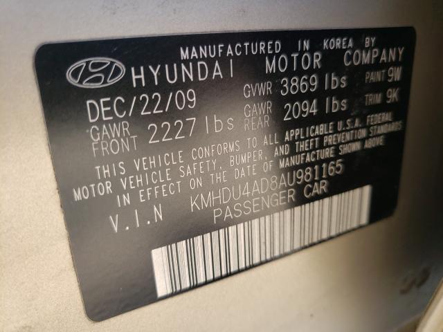 Photo 9 VIN: KMHDU4AD8AU981165 - HYUNDAI ELANTRA BL 