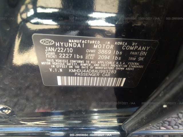 Photo 8 VIN: KMHDU4AD8AU993283 - HYUNDAI ELANTRA 