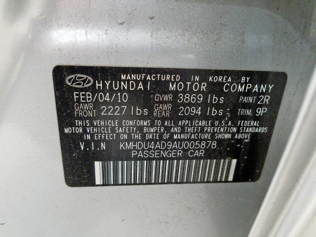 Photo 9 VIN: KMHDU4AD9AU005878 - HYUNDAI ELANTRA BL 