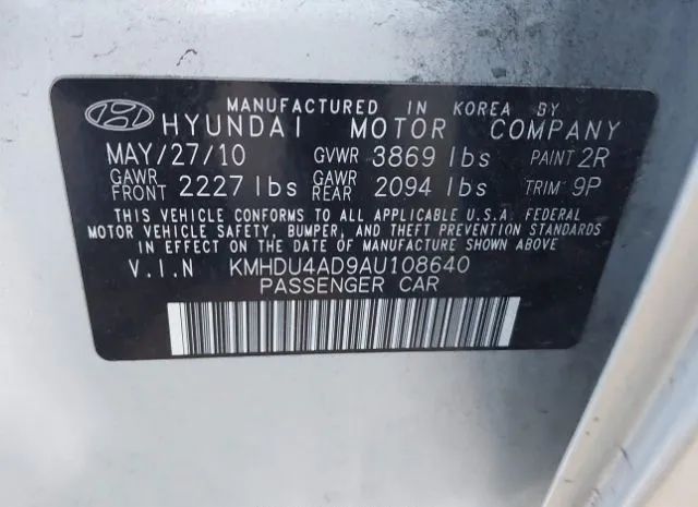 Photo 8 VIN: KMHDU4AD9AU108640 - HYUNDAI ELANTRA 