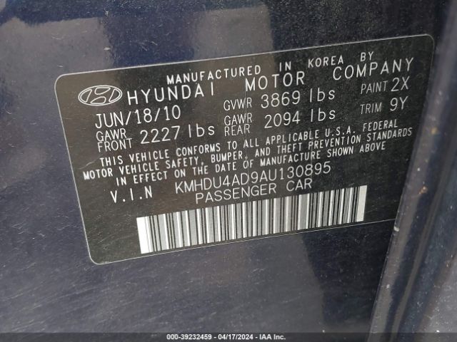 Photo 8 VIN: KMHDU4AD9AU130895 - HYUNDAI ELANTRA 