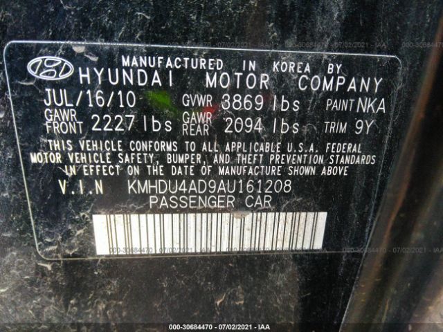 Photo 8 VIN: KMHDU4AD9AU161208 - HYUNDAI ELANTRA 