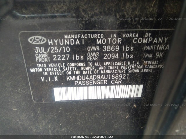 Photo 8 VIN: KMHDU4AD9AU168921 - HYUNDAI ELANTRA 