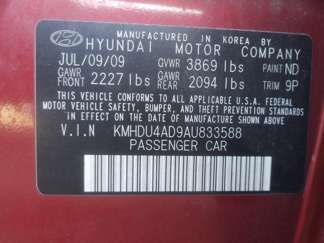 Photo 9 VIN: KMHDU4AD9AU833588 - HYUNDAI ELANTRA BL 