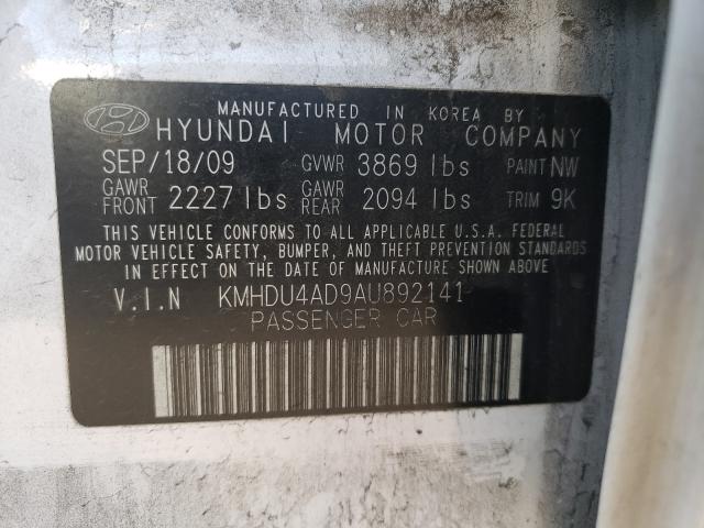 Photo 9 VIN: KMHDU4AD9AU892141 - HYUNDAI ELANTRA BL 