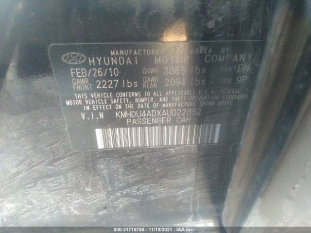 Photo 8 VIN: KMHDU4ADXAU022852 - HYUNDAI ELANTRA 