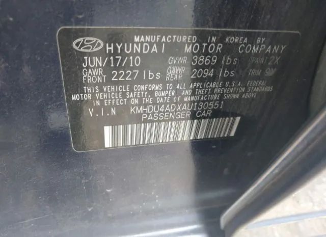 Photo 8 VIN: KMHDU4ADXAU130551 - HYUNDAI ELANTRA 