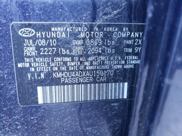 Photo 9 VIN: KMHDU4ADXAU150170 - HYUNDAI ELANTRA BL 