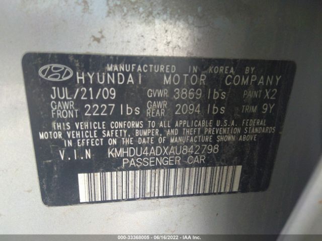 Photo 8 VIN: KMHDU4ADXAU842798 - HYUNDAI ELANTRA 