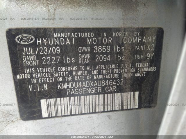 Photo 8 VIN: KMHDU4ADXAU846432 - HYUNDAI ELANTRA 