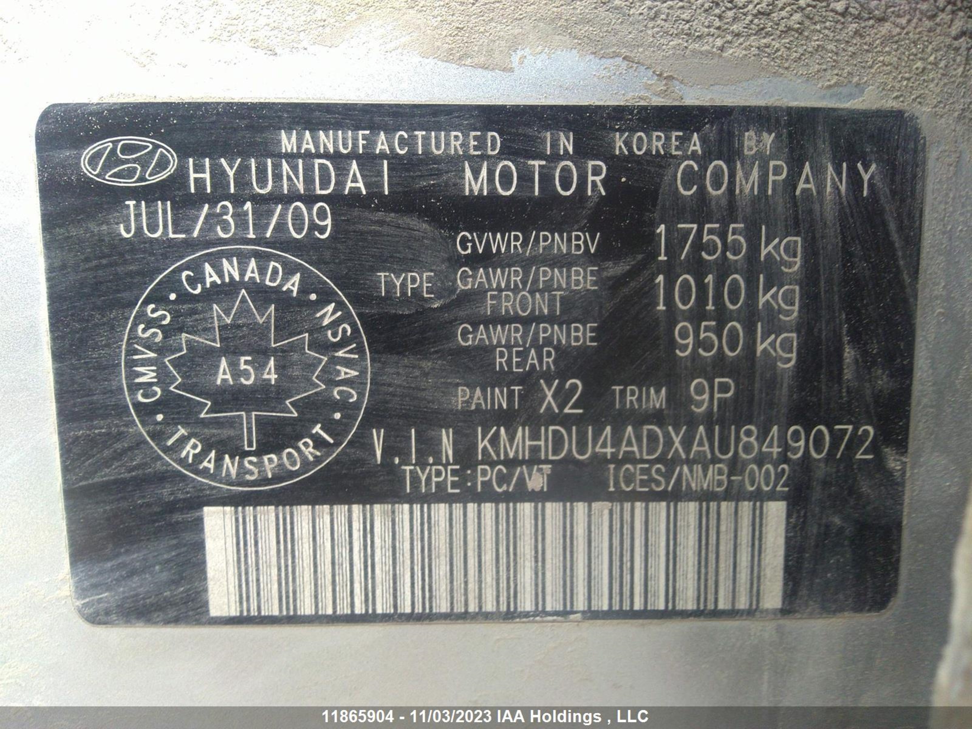 Photo 8 VIN: KMHDU4ADXAU849072 - HYUNDAI ELANTRA 