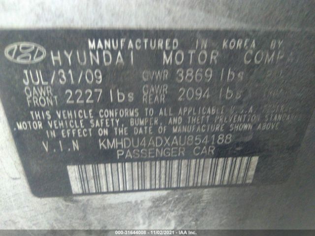 Photo 8 VIN: KMHDU4ADXAU854188 - HYUNDAI ELANTRA 