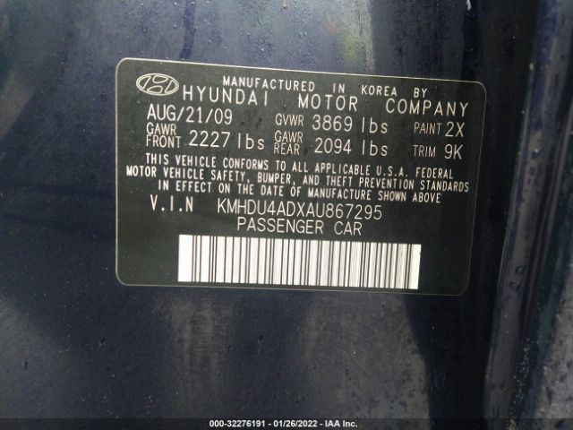 Photo 8 VIN: KMHDU4ADXAU867295 - HYUNDAI ELANTRA 