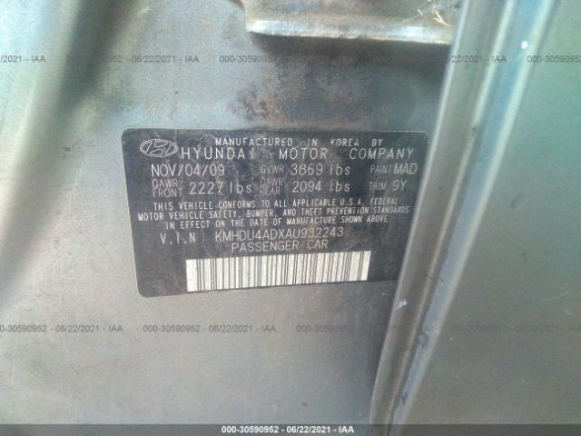 Photo 8 VIN: KMHDU4ADXAU932243 - HYUNDAI ELANTRA 