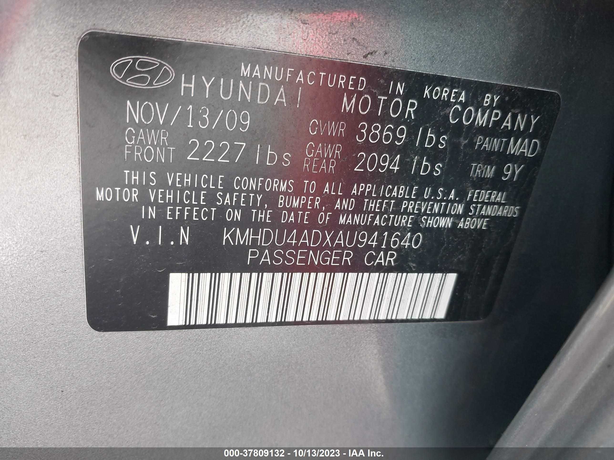 Photo 8 VIN: KMHDU4ADXAU941640 - HYUNDAI ELANTRA 