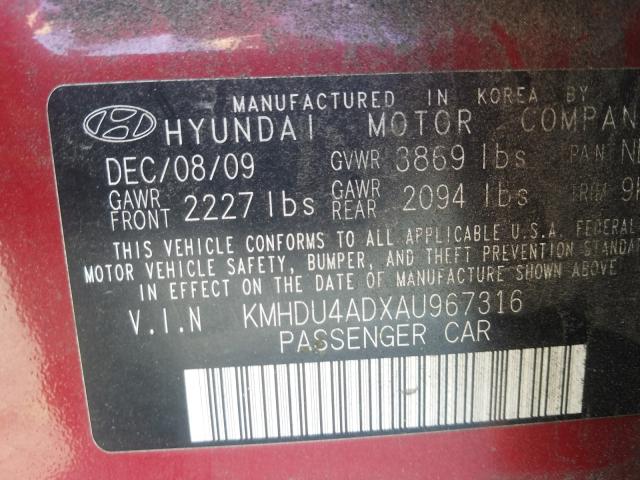 Photo 9 VIN: KMHDU4ADXAU967316 - HYUNDAI ELANTRA BL 