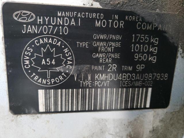 Photo 12 VIN: KMHDU4BD3AU987938 - HYUNDAI ELANTRA BL 