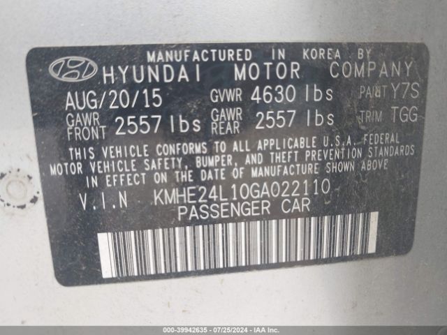 Photo 8 VIN: KMHE24L10GA022110 - HYUNDAI SONATA 