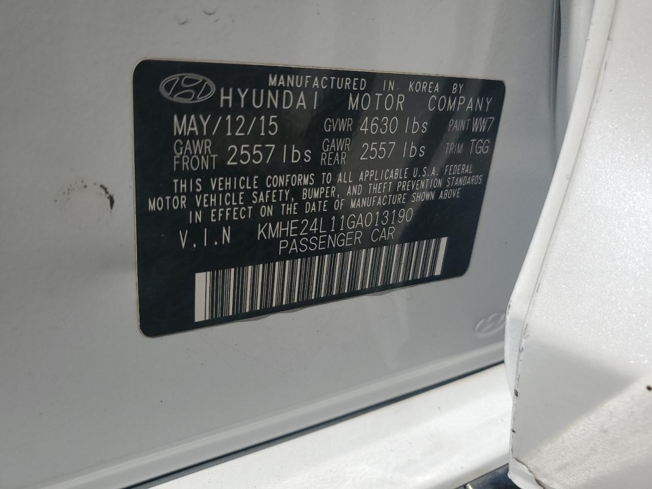 Photo 11 VIN: KMHE24L11GA013190 - HYUNDAI SONATA 