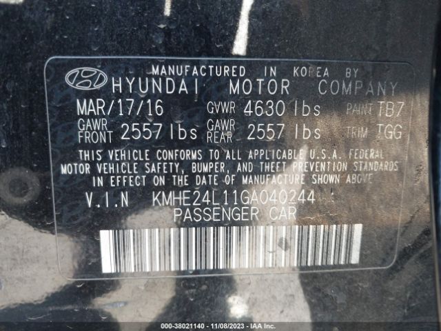 Photo 8 VIN: KMHE24L11GA040244 - HYUNDAI SONATA HYBRID 