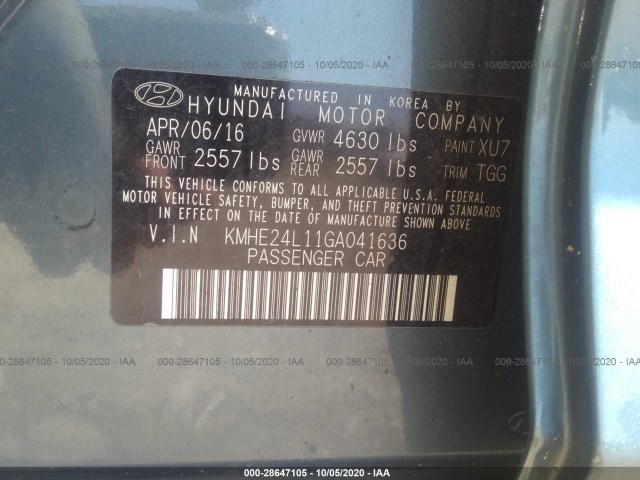 Photo 8 VIN: KMHE24L11GA041636 - HYUNDAI SONATA 