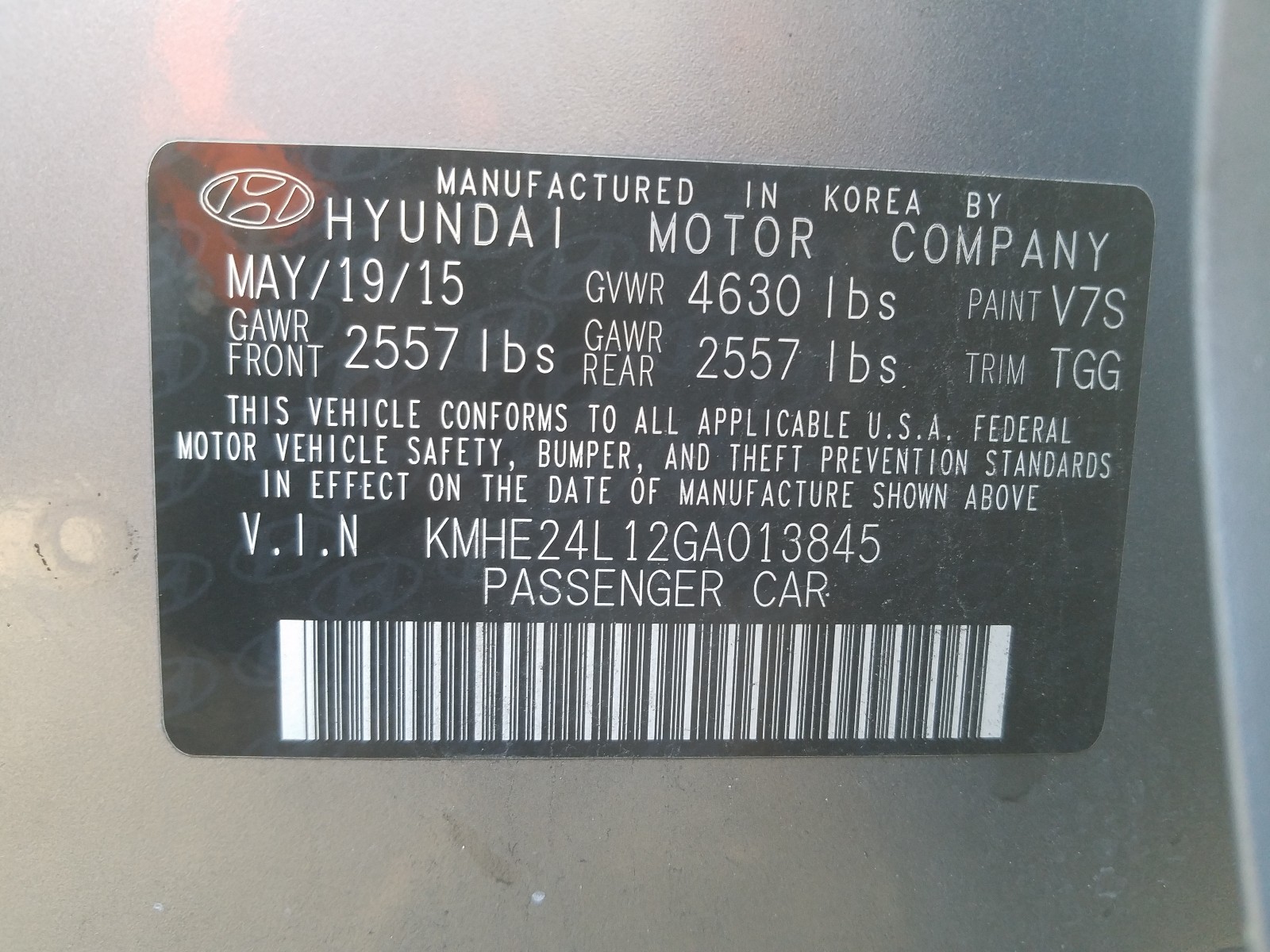 Photo 9 VIN: KMHE24L12GA013845 - HYUNDAI SONATA HYB 