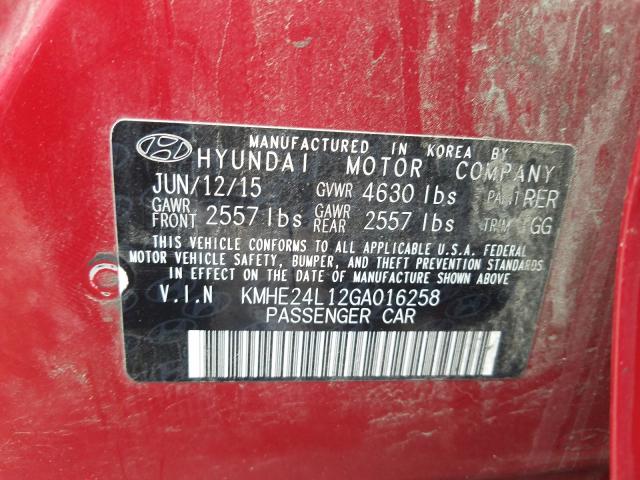 Photo 9 VIN: KMHE24L12GA016258 - HYUNDAI SONATA HYB 