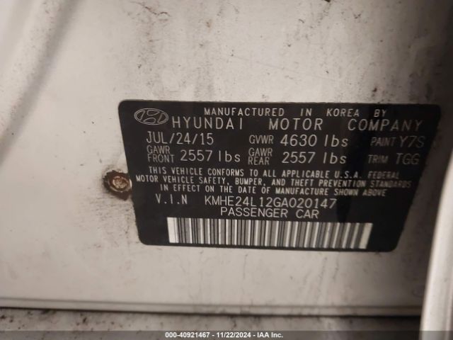 Photo 8 VIN: KMHE24L12GA020147 - HYUNDAI SONATA 