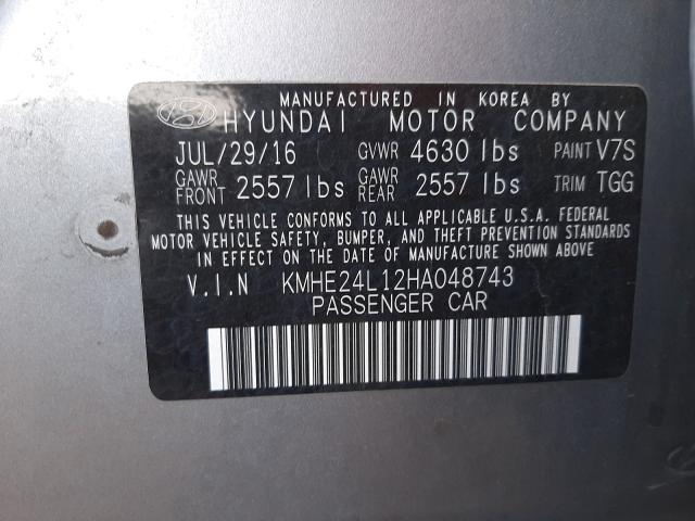 Photo 9 VIN: KMHE24L12HA048743 - HYUNDAI SONATA HYB 