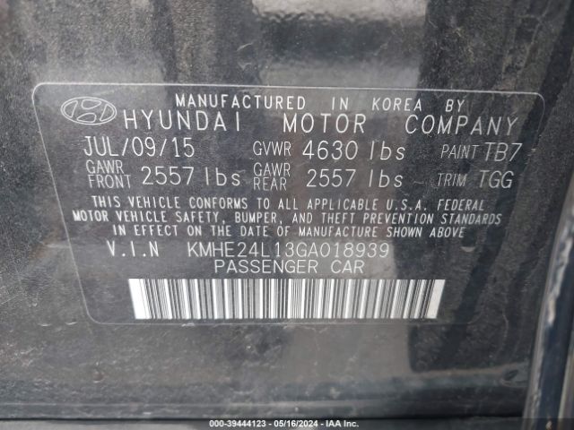 Photo 8 VIN: KMHE24L13GA018939 - HYUNDAI SONATA HYBRID 