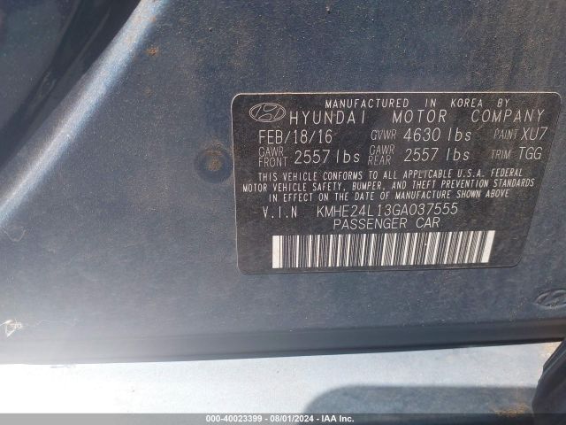 Photo 8 VIN: KMHE24L13GA037555 - HYUNDAI SONATA 