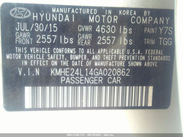 Photo 8 VIN: KMHE24L14GA020862 - HYUNDAI SONATA HYBRID 