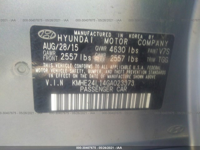 Photo 8 VIN: KMHE24L14GA023373 - HYUNDAI SONATA HYBRID 