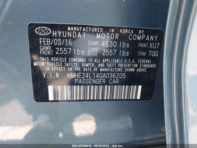 Photo 8 VIN: KMHE24L14GA036205 - HYUNDAI SONATA HYBRID 