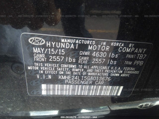 Photo 8 VIN: KMHE24L15GA013676 - HYUNDAI SONATA HYBRID 