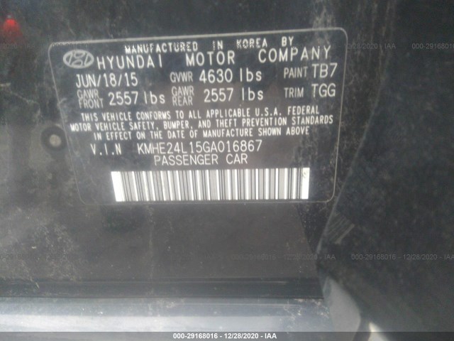 Photo 8 VIN: KMHE24L15GA016867 - HYUNDAI SONATA HYBRID 