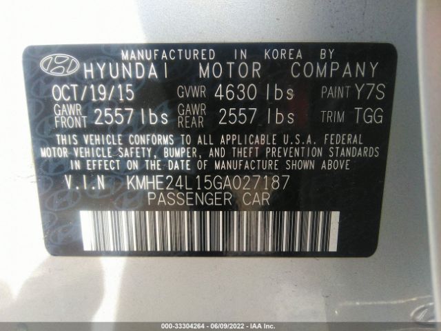 Photo 8 VIN: KMHE24L15GA027187 - HYUNDAI SONATA HYBRID 