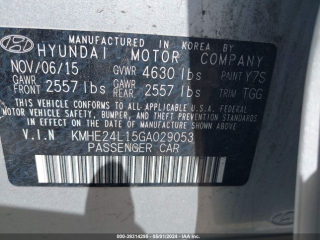 Photo 8 VIN: KMHE24L15GA029053 - HYUNDAI SONATA HYBRID 