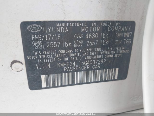 Photo 8 VIN: KMHE24L15GA037282 - HYUNDAI SONATA HYBRID 