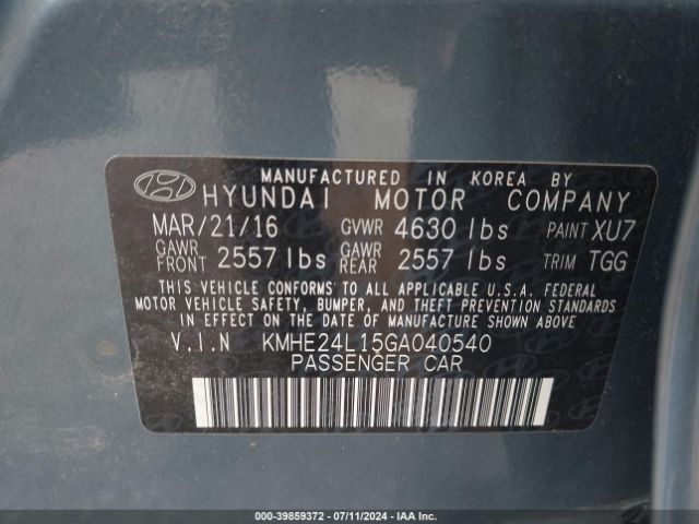 Photo 8 VIN: KMHE24L15GA040540 - HYUNDAI SONATA HYBRID 