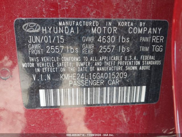 Photo 8 VIN: KMHE24L16GA015209 - HYUNDAI SONATA 