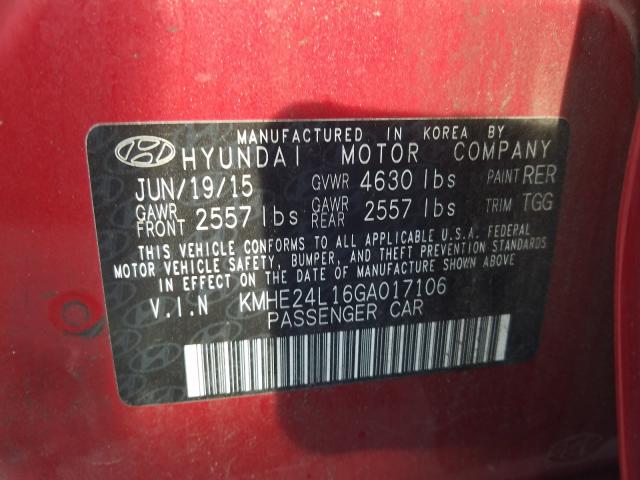 Photo 9 VIN: KMHE24L16GA017106 - HYUNDAI SONATA HYB 