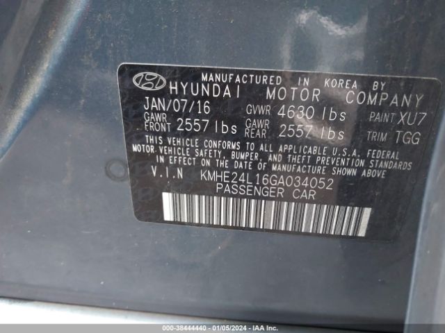 Photo 8 VIN: KMHE24L16GA034052 - HYUNDAI SONATA HYBRID 