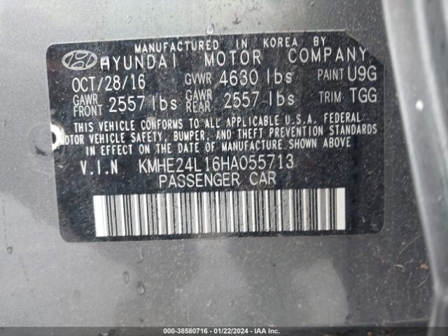 Photo 8 VIN: KMHE24L16HA055713 - HYUNDAI SONATA HYBRID 