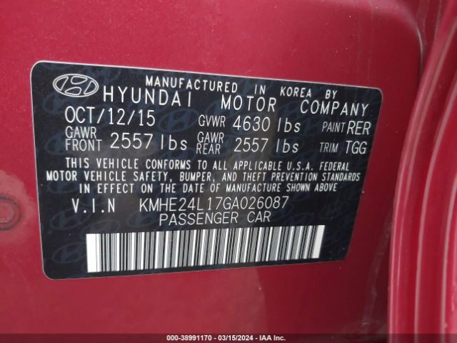 Photo 8 VIN: KMHE24L17GA026087 - HYUNDAI SONATA HYBRID 